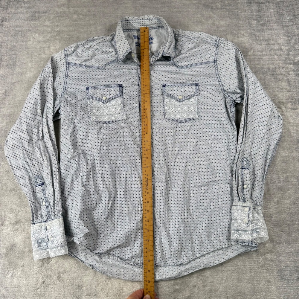 Wrangler Shirt Women Large White 20X Competition Western Lace Pearl Snap Rodeo - Picture 8 of 11